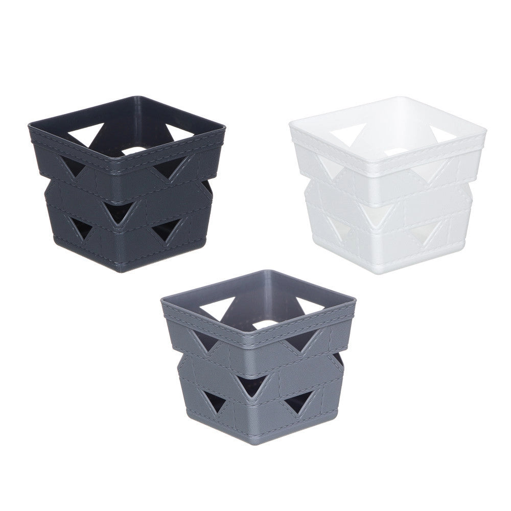 Trade Shop - Set 3pz Cesto Cestino Porta Tutto Oggetti Organizzatore Quadrato 10x10x9cm 10712 -
