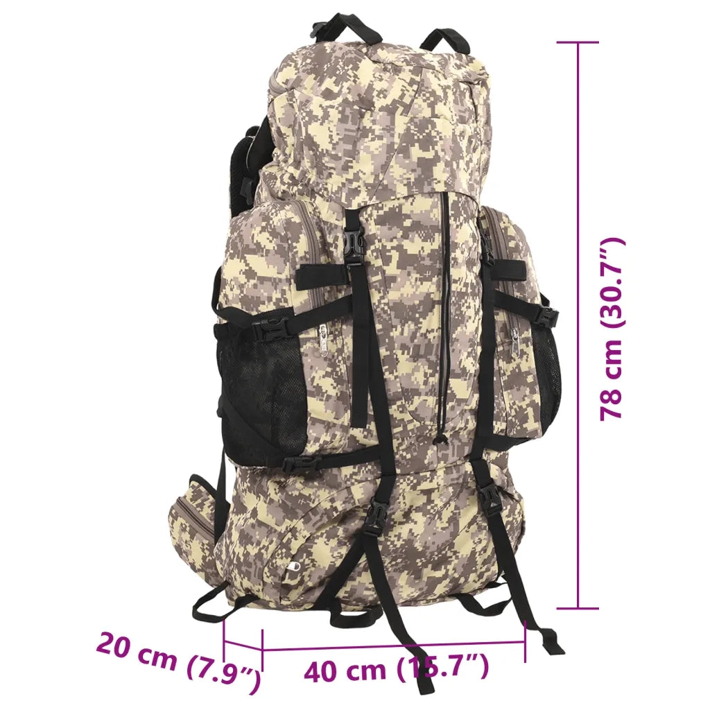 Zaino da Trekking Cammello Mimetico 80 L in Tessuto Oxford