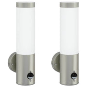 Set di 2 applique da esterno dal design moderno 12 x 7 x 29 cm luce soffusa acciaio inox argento 02_0056486
