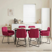 Sedie da pranzo 6 pz Velluto Rosso Vino 59 x 56,5 x 86 cm 3428223
