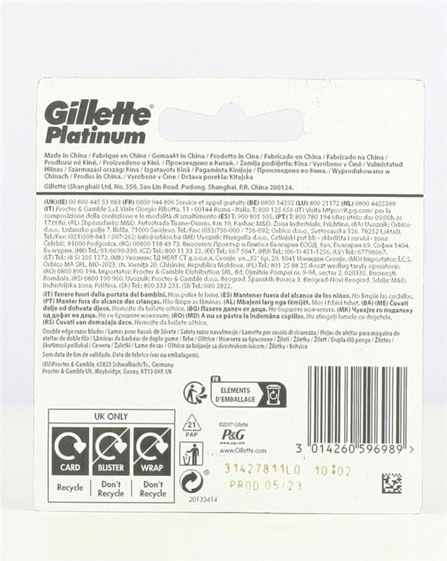 GILLETTE RASOIO PLATINUM 5 RICARICHE