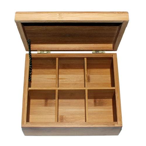 Box Porta Te' Thea Dolci Legno Di Bamboo 6 Posti Scatola Porta Oggetti Cucito