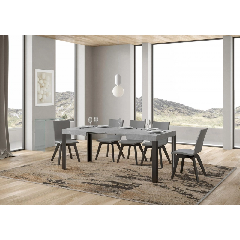 Tavolo allungabile 70x110/194 cm Linea telaio Antracite - Cemento