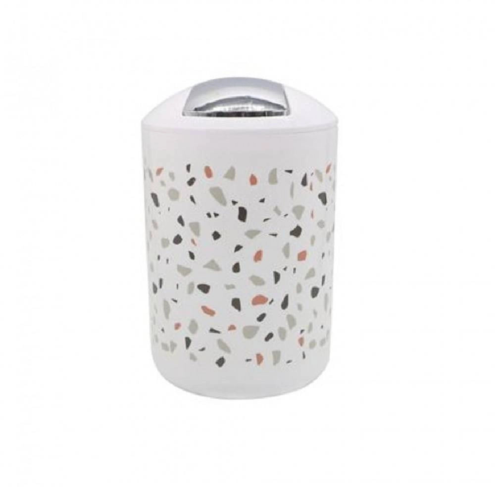 Trade Shop - Cestino Pattumiera Arredo Bagno Graniglia Bianco Multicolore 19.5x30.5 Cm 69844 -