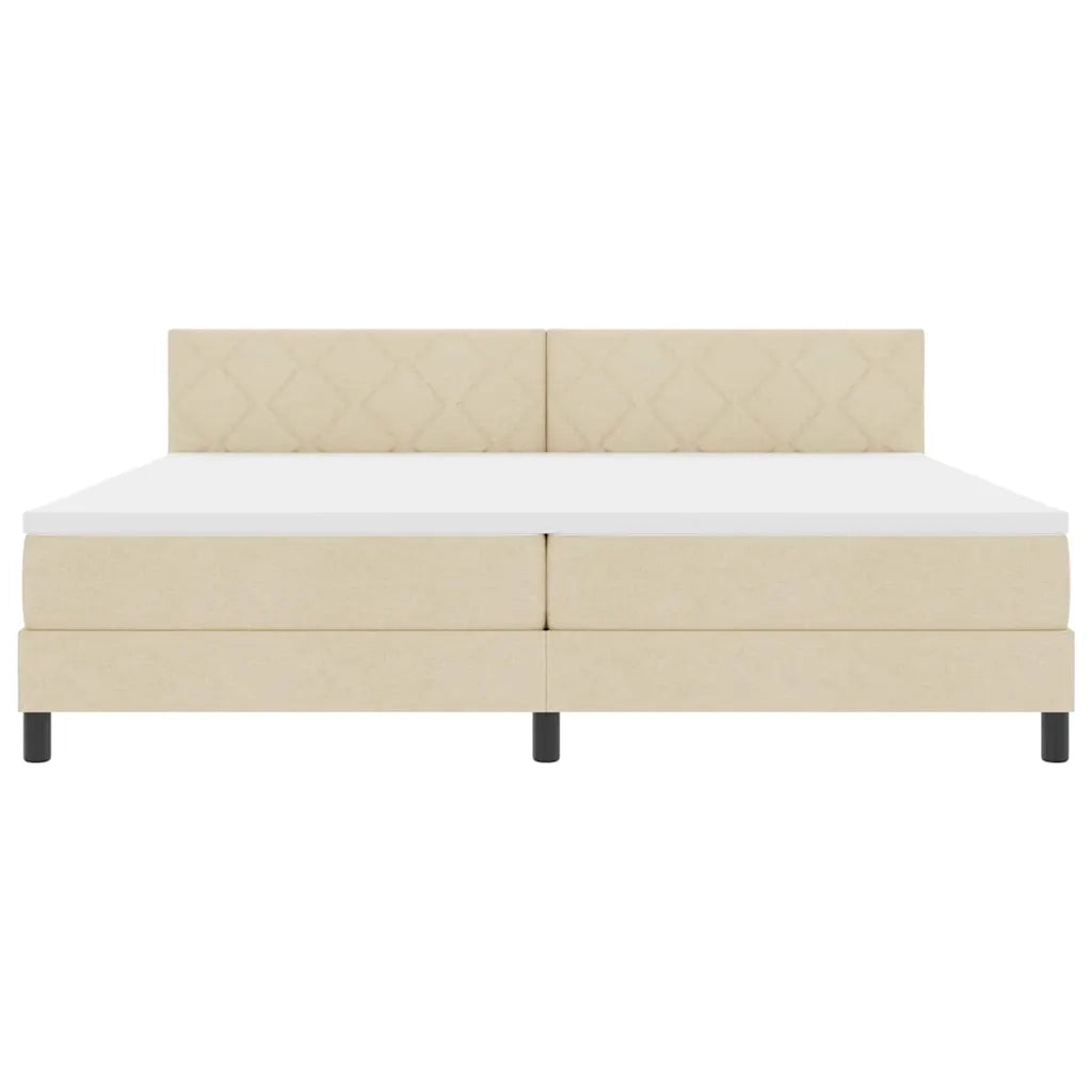 Letto a molle con testiera Crema 200 x 200 cm Tessuto 3338795