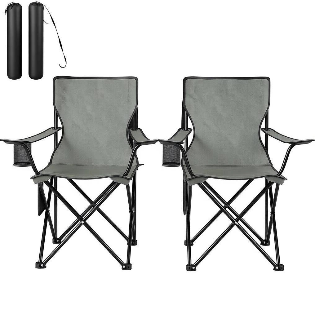 Set di 2 sedie pieghevoli da campeggio con portabicchieri