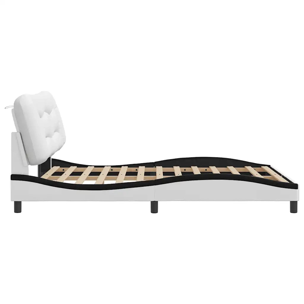Giroletto senza Materasso Hvar Nero e Bianco 160x200 cm in Similpelle