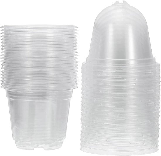 Set di vasi da giardino in plastica con coperchio per umidità - 20 set di vasi da 10 cm con fori di drenaggio