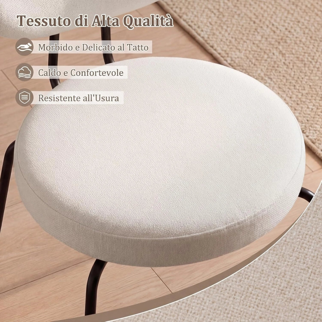 Set di 2 Sedie da Pranzo, Sedia da Cucina Imbottita in Tessuto di Alta Qualità con Gambe in Metallo, Schienale Curvo e Cuscino Morbido, Adatta a Sala da Pranzo, Soggiorno e Camere da Letto