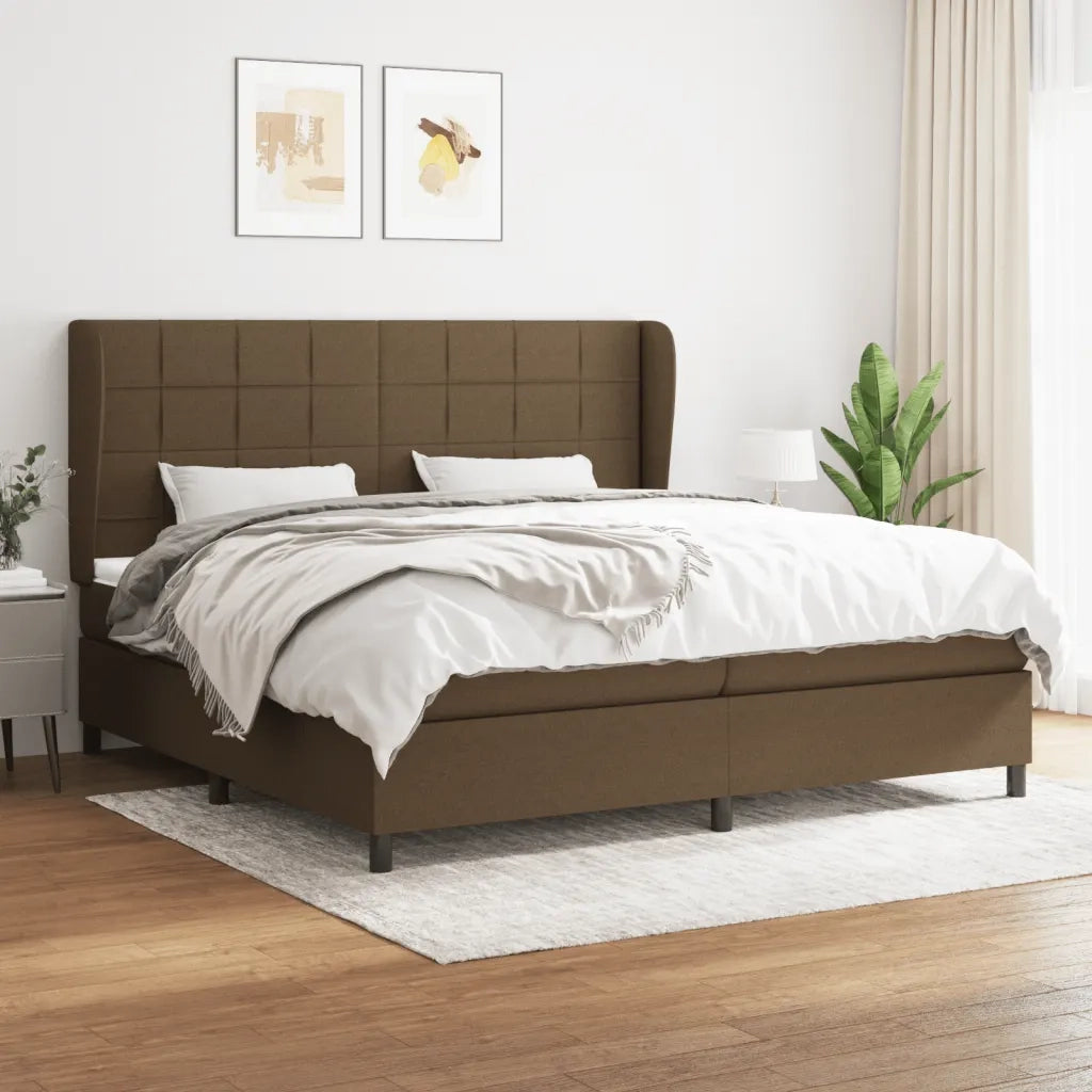 Giroletto a Molle con Materasso Marrone Scuro 200x200cm Tessuto 3127992