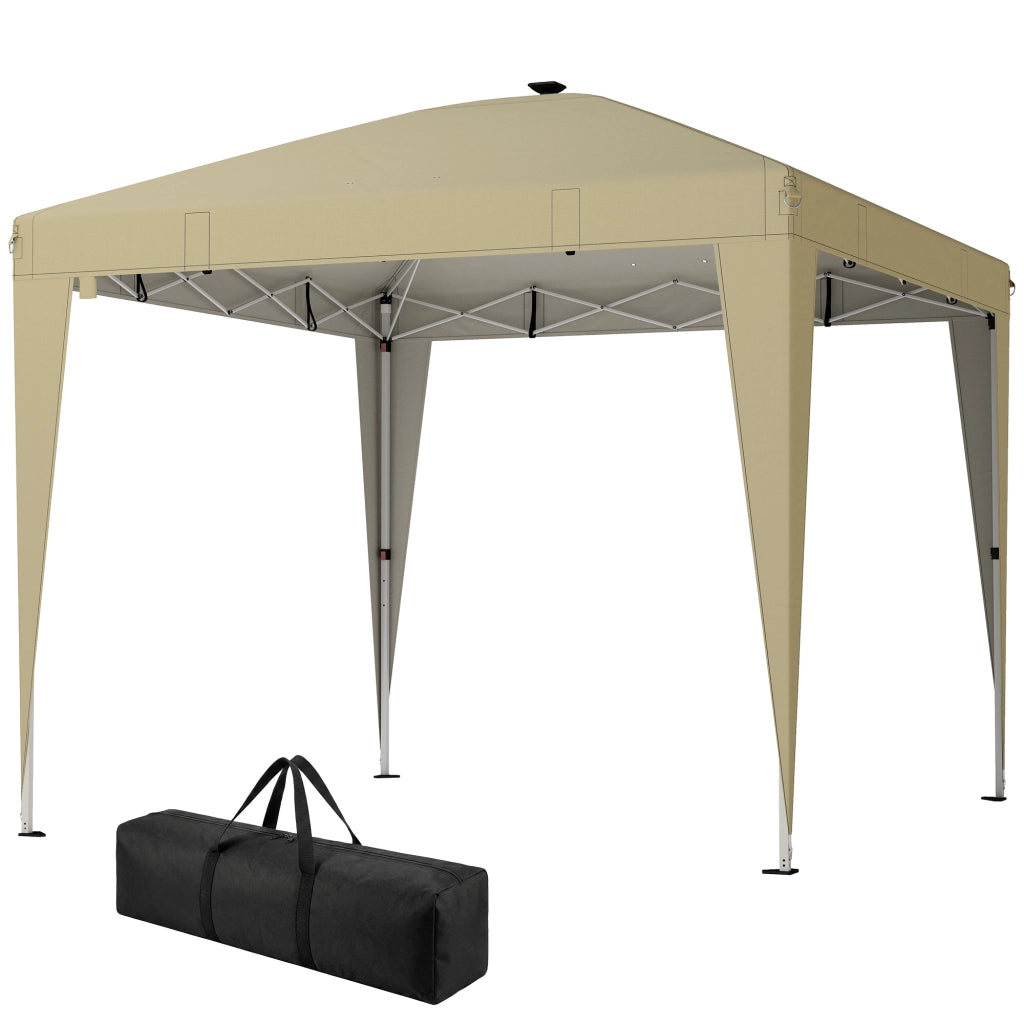 Tendone da giardino 3x3m pieghevole regolabile con illuminazione telecomando ¨C zephmum ¨C crema