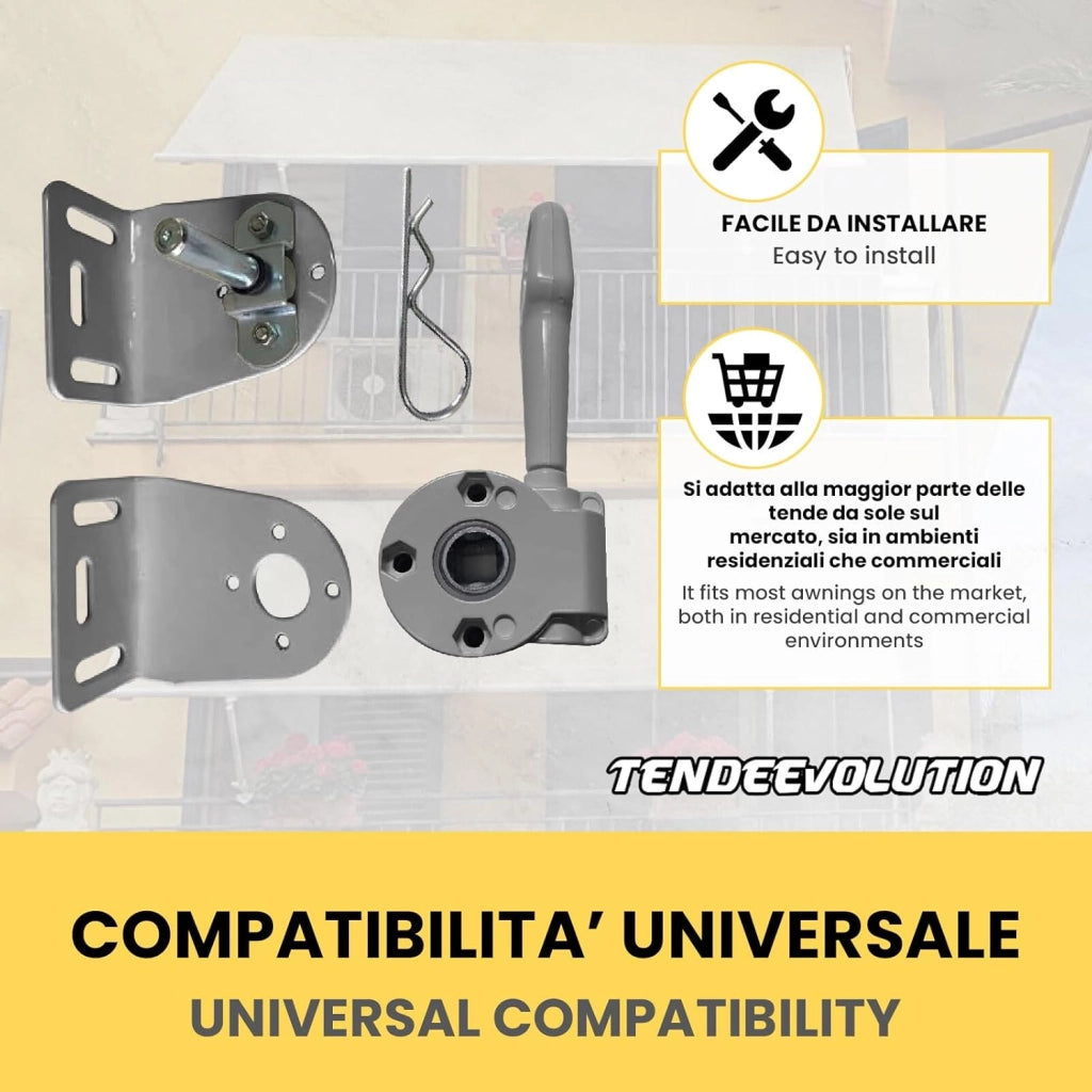 Coppia Supporti Tenda da Sole a Caduta | Grigio | Inclusi Arganello & Perno Estraibile