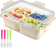 Scatola a 4 Compartimenti per Snack con Coperchio, Scatola per Frutta, Ideale per Ufficio e Bambini
