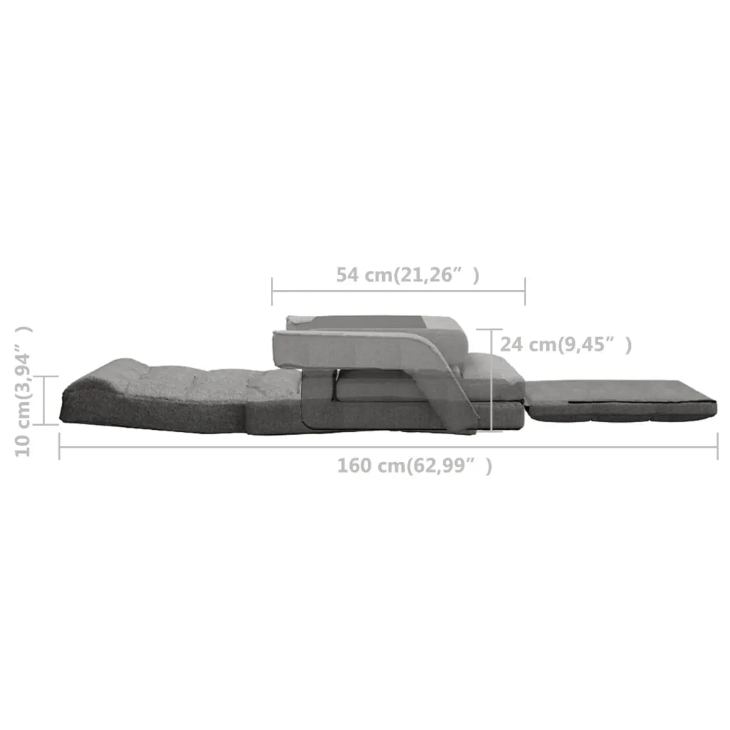 Sedia da Terra Pieghevole Funzione Letto Tessuto Grigio Chiaro cod mxl 58666