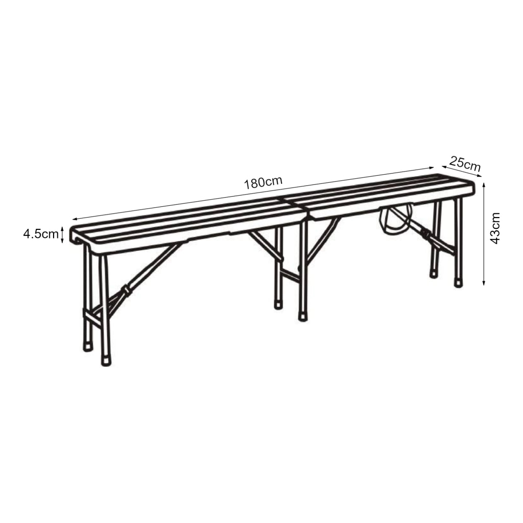 Set di 2 Panche Pieghevoli Lillestrøm 180x25x43 cm Marrone Effetto Legno [en.casa]