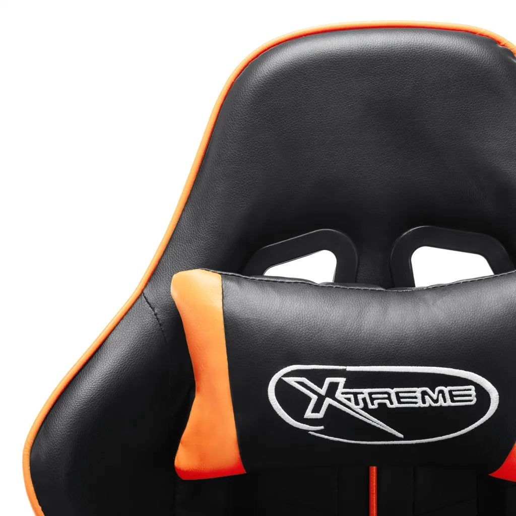 Sedia da Gaming con Poggiapiedi Nera e Arancione in Similpelle 20516