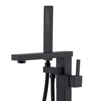Miscelatore vasca freestanding a pavimento nero opaco quadrato