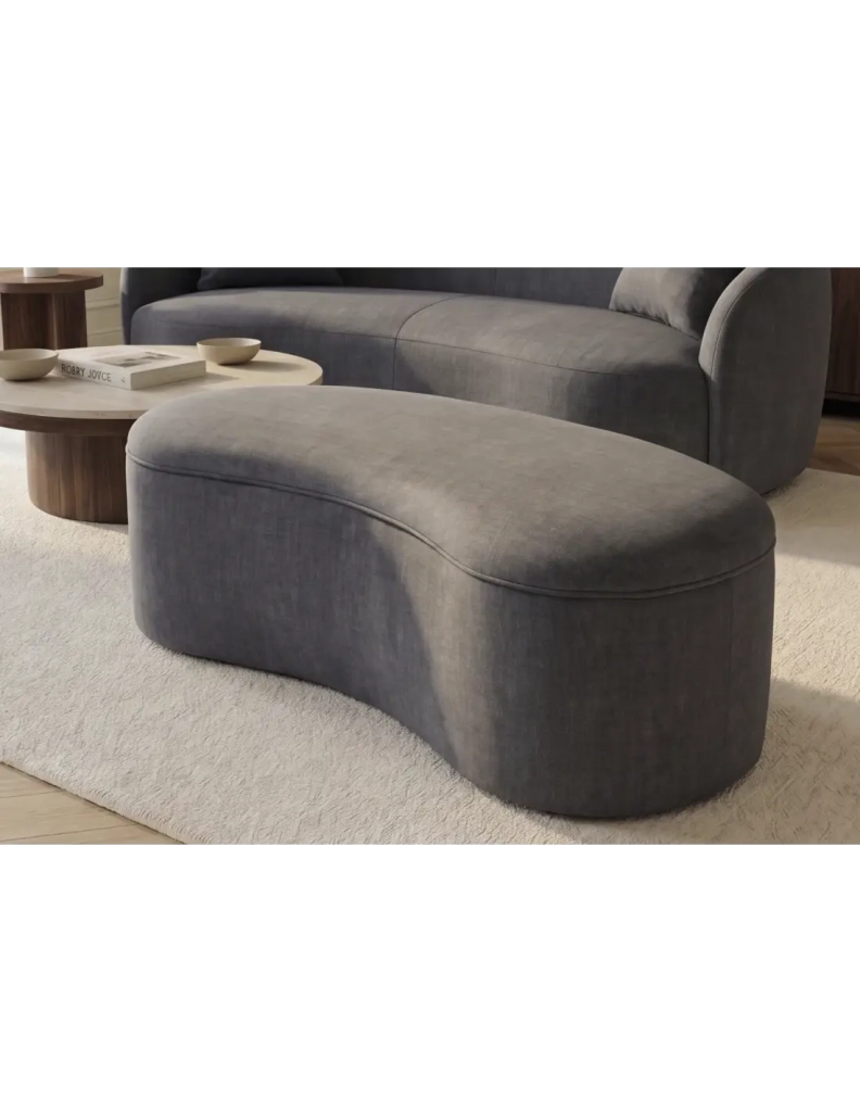 Pouf contenitore NYJY in velluto – Grigio grafite – 120 x 40 x 50 cm