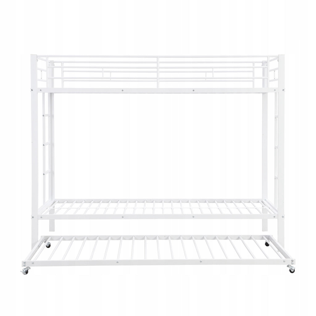 Letto a castello per bambini - Xylo - 90x200 - Bianco - Struttura in metallo estraibile