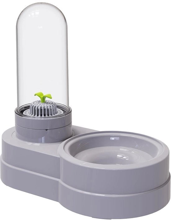 Dispensatore automatico per animali domestici con filtro, 580 ml, per piccoli cani, gatti, conigli e piccoli animali (grigio)