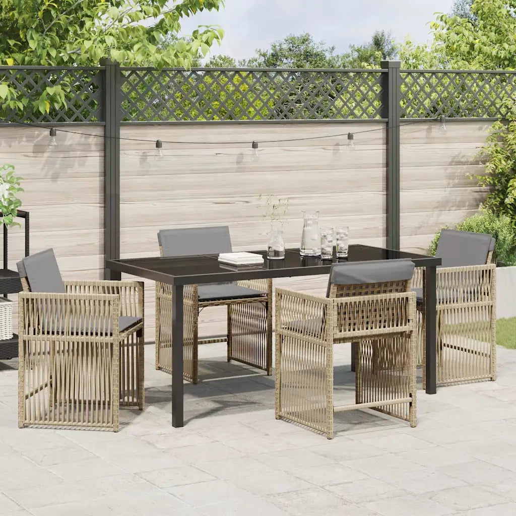 Set da Pranzo per Giardino 5 pcs Beige polyrattan 3380795