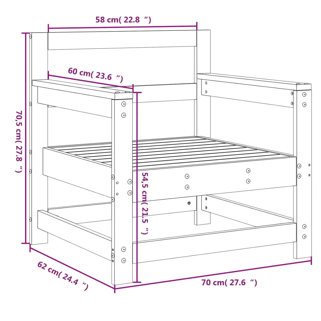 Sedia da patio-Sedie da Giardino 2 pz in Legno Massello di Douglas 703074