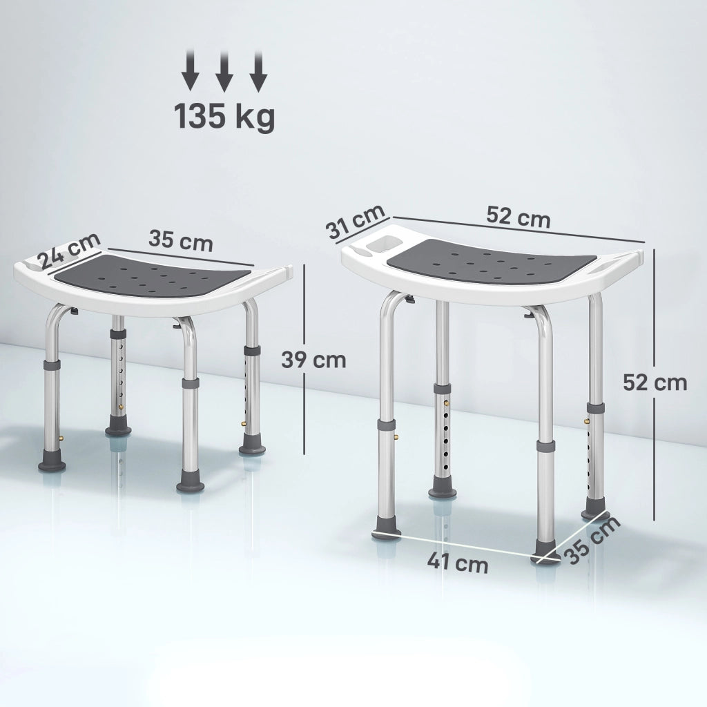 Sgabello da Doccia Regolabile ¨C Zephmum ¨C Grigio Antiscivolo 39-52cm