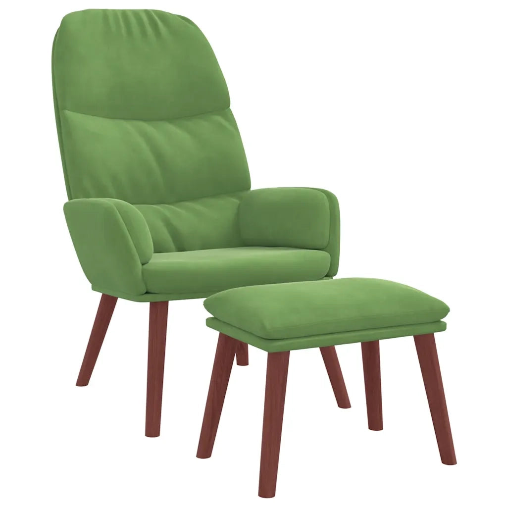Poltrona Relax con Poggiapiedi Verde Chiaro in Velluto 3315119