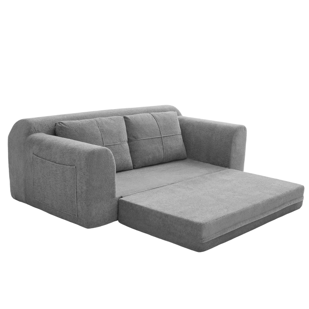 divano letto da pavimento 2 in 1 pieghevole con cuscini; funzione letto; tessuto velluto grigio scuro