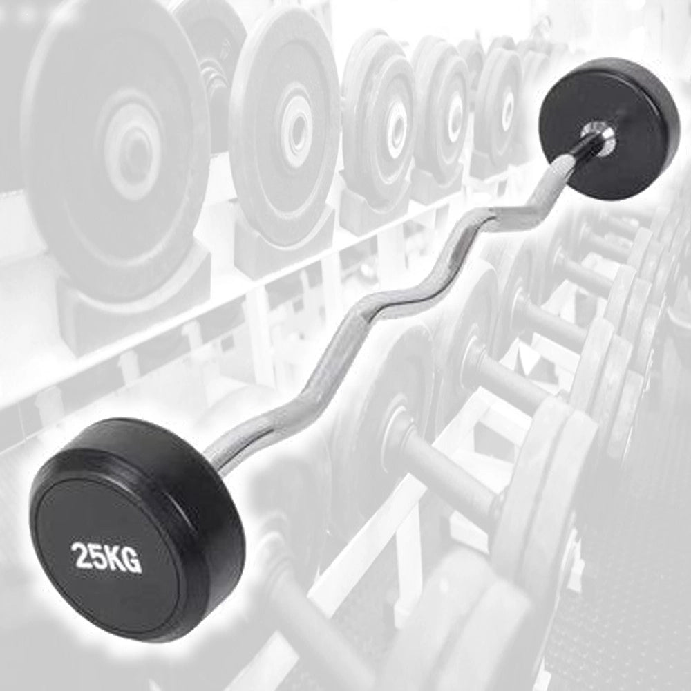 Trade Shop - Manubri Bilanciere Curl Curvo Ondulato Precaricato Da 50 Kg 25+25 Kg Bodysolid -