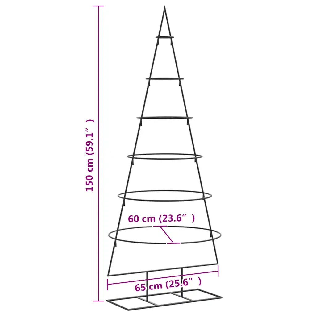 Albero di Natale Decorativo-Decorazioni natalizie in Metallo Nero 150 cm 644935