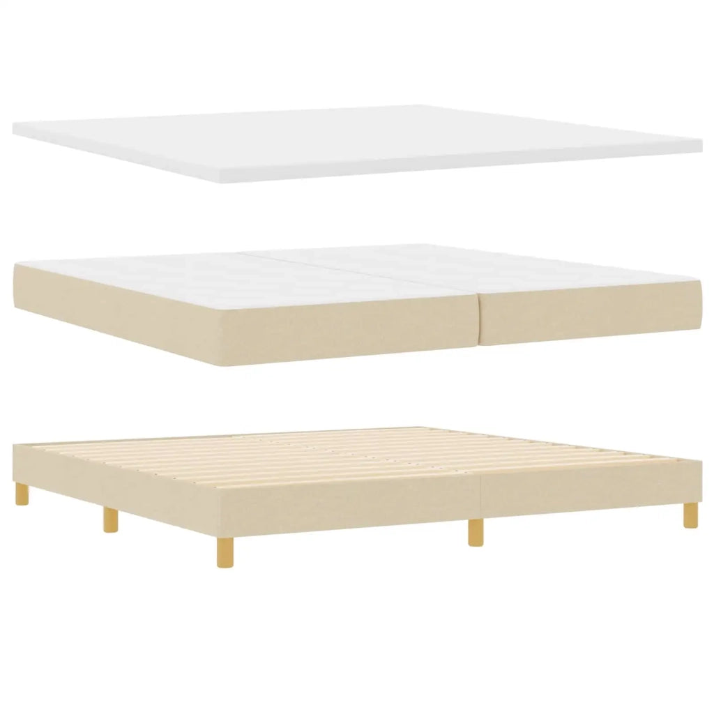 Letto a molle con materasso Crema 200 x 200 cm Poliestere