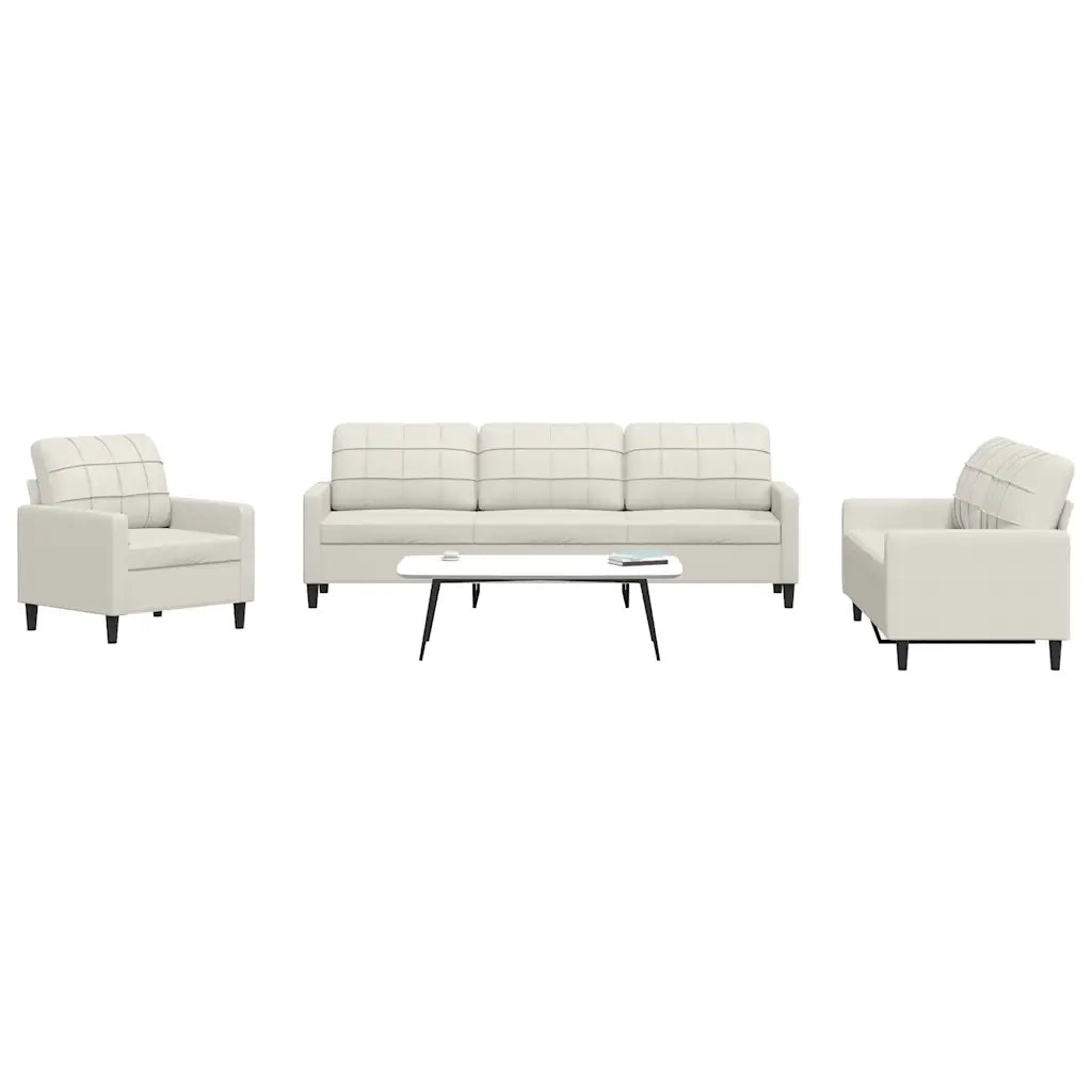 Set di Divani 4 pz con Cuscini Crema in Velluto