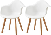 GrandCA HOME Set di 2 Sedie da Sala da Pranzo Sedie da Salotto con Schienale in PP e Bacrest, Poltrone d'accento con Gambe in Legno Massello di Faggio, Bianco