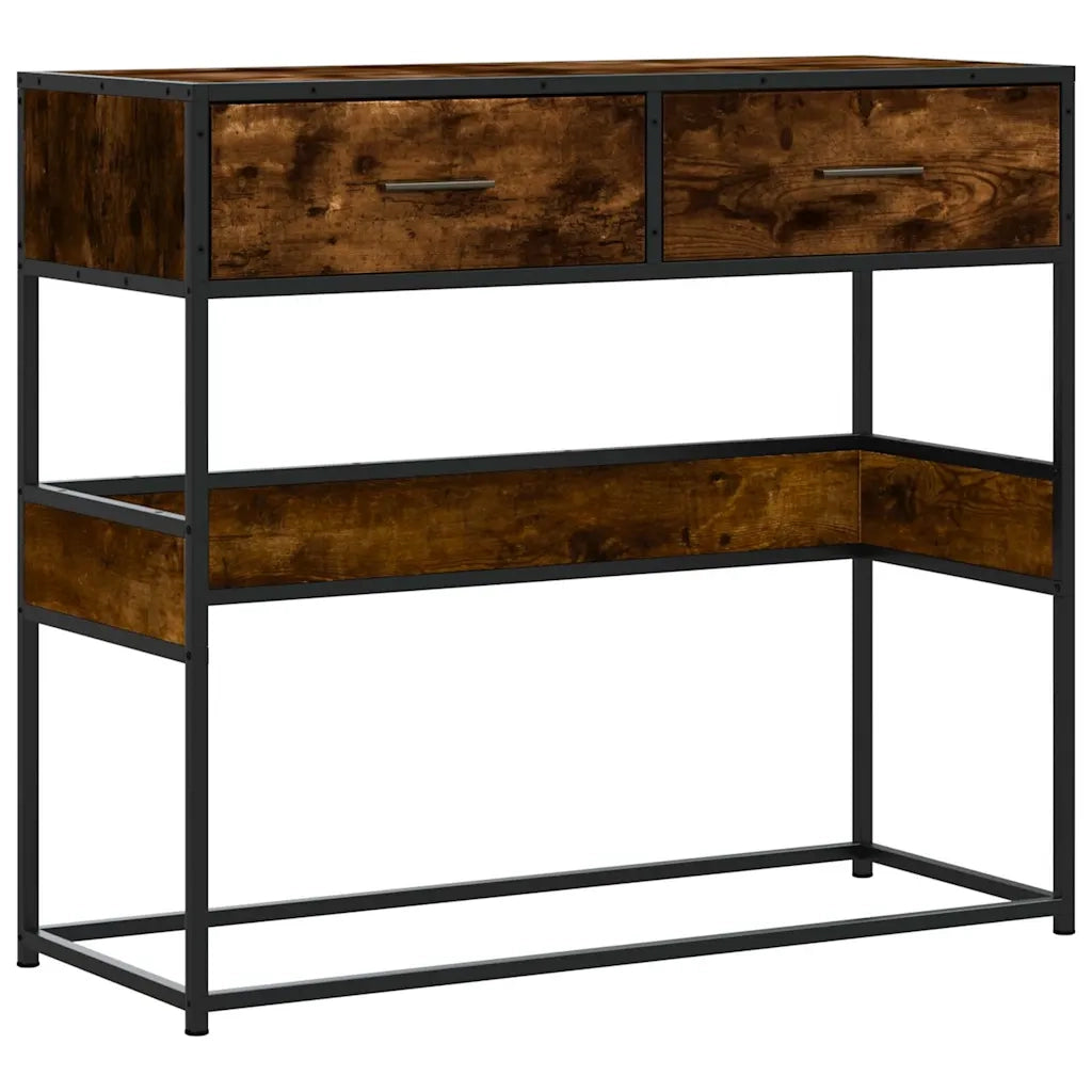 Tavolino Consolle Rovere Fumo 90x35x80 cm in Legno Multistrato 849176