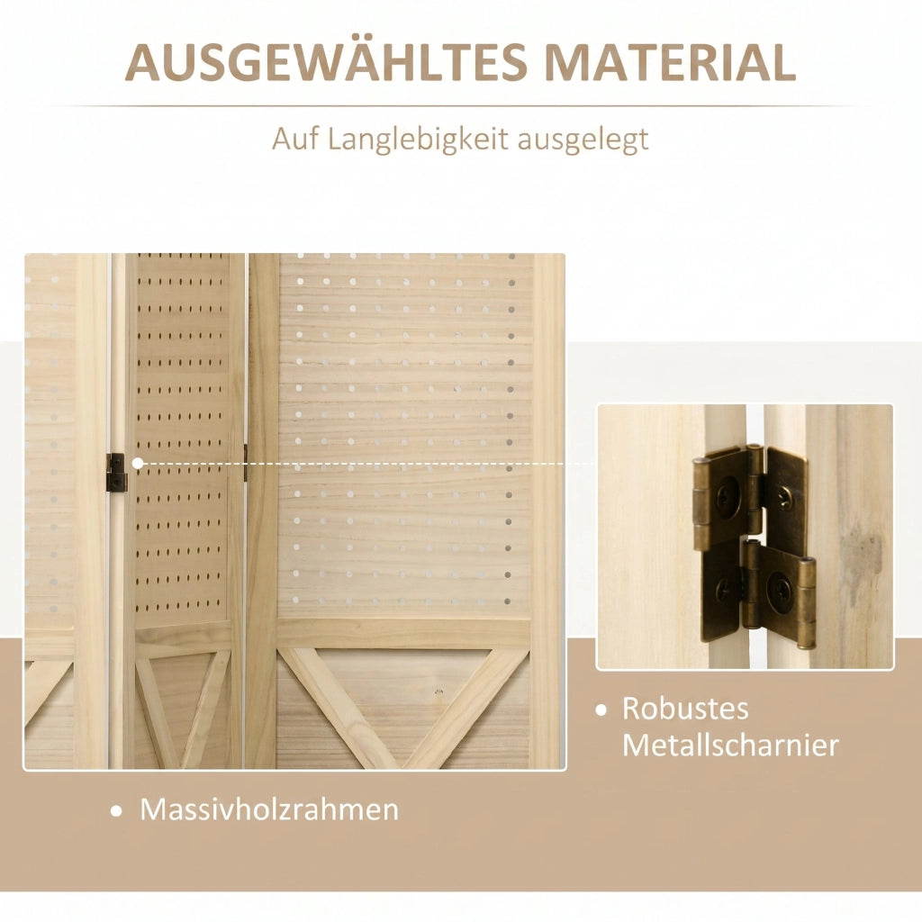 Paravento 3 Pannelli ¨C Minimal ¨C Legno Naturale 114x1.7x144.5 cm