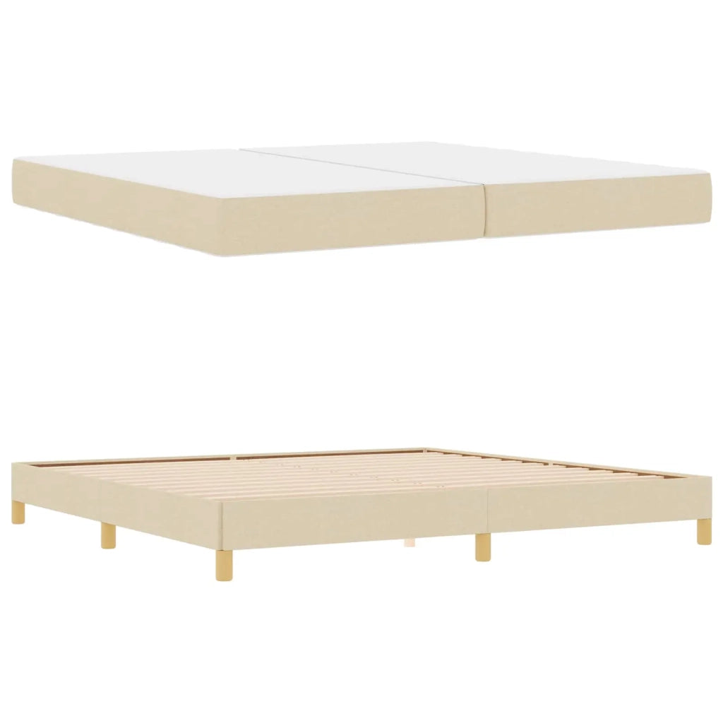 Letto a molle con materasso Crema 200 x 200 cm Tessuto 3398596