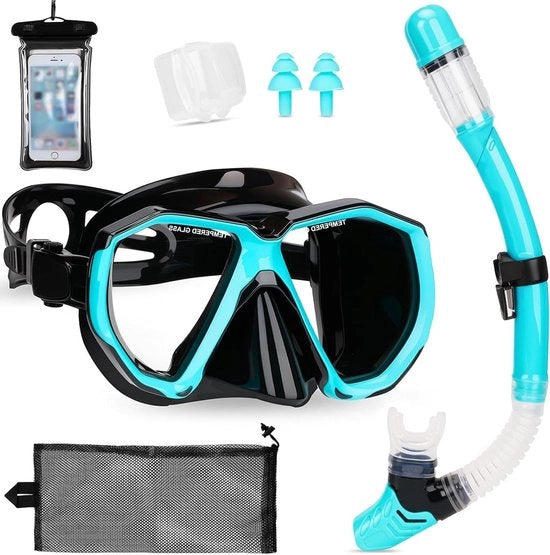 Set di snorkeling per adulti - Visore panoramico professionale con funzione anti-condens e anti-leak