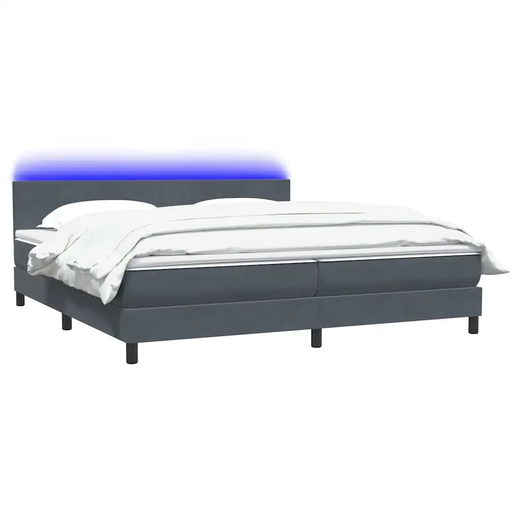 Letto a Molle con Materasso e LED Grigio Scuro 180x220 cm Velluto 3316750