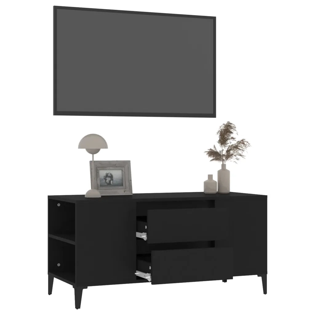 Mobile Porta TV Nero 102x44,5x50 cm in Legno Multistrato cod mxl 26780