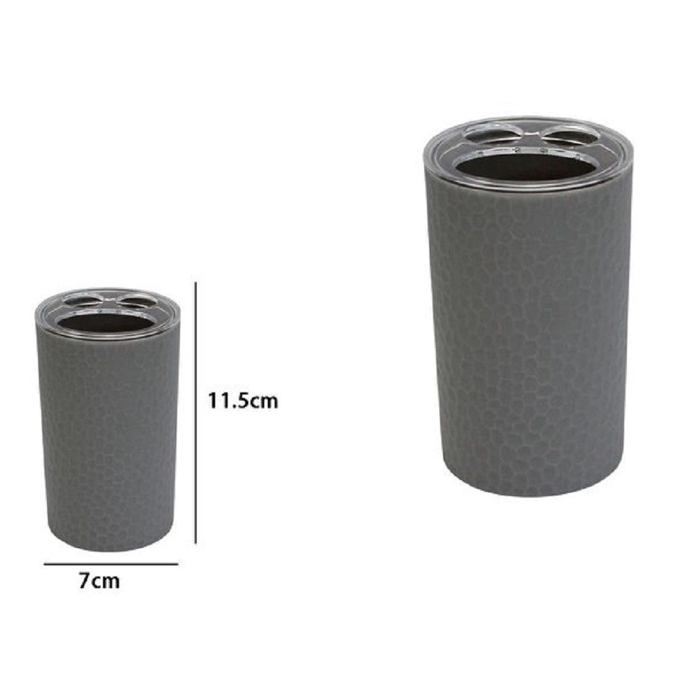 Trade Shop - Porta Spazzolini Bicchiere Accessorio Bagno Grigio 3 Fori Portaspazzolini 79798 -
