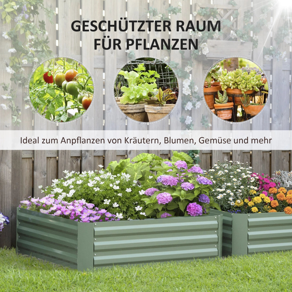 FIORIERA Set da 2 pezzi 100x100x30 cm Acciaio Verde per esterni