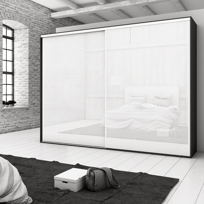 Sistema a Scorrimento Inferiore per Armadio 2 Ante 18 mm con Chiusura Soft Emuca