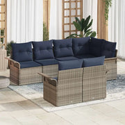 Set Divano da Giardino con cuscino 7 pcs Grigio polyrattan