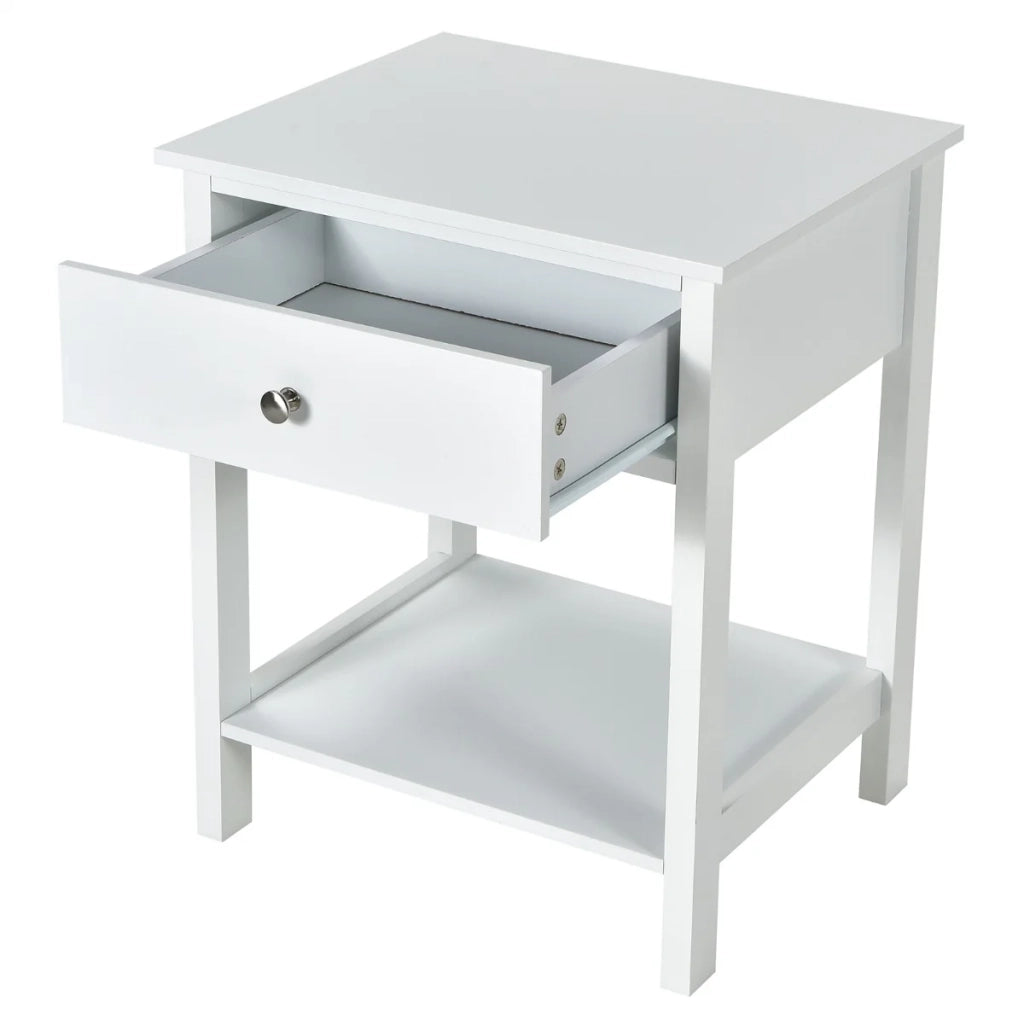 Set di 2 comodini moderni e compatti 48 x 40 x 58 cm pratico spazio di archiviazione e design semplice in MDF bianco 20_0012524