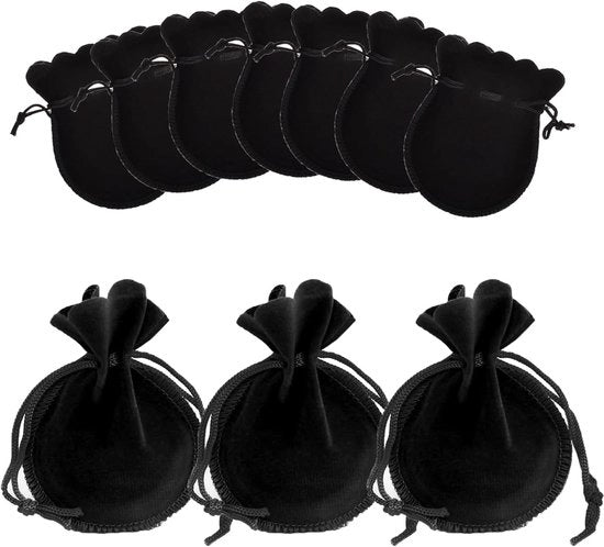 Zaketti in Velluto 50 Pezzi - Sacchetti Riscaldabili - Sacchetti per Gioielli - Sacchetti di Regalo - Nero - 7 x 9 cm - Sacchetti per Gioielli