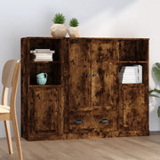vidaXL Credenze 3 pz Rovere Fumo in Legno Multistrato