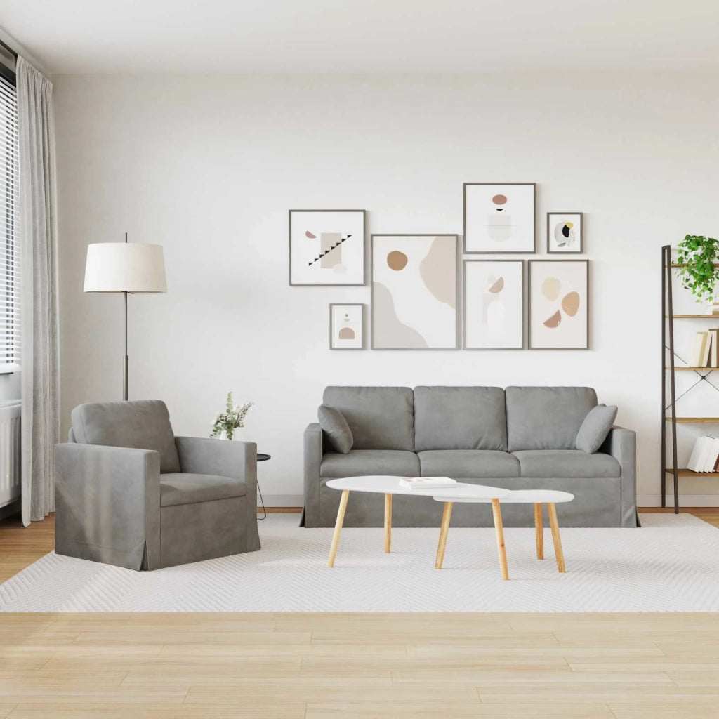 Set di divani 2 pcs Grigio chiaro 198 x 78 x 80 cm Velluto