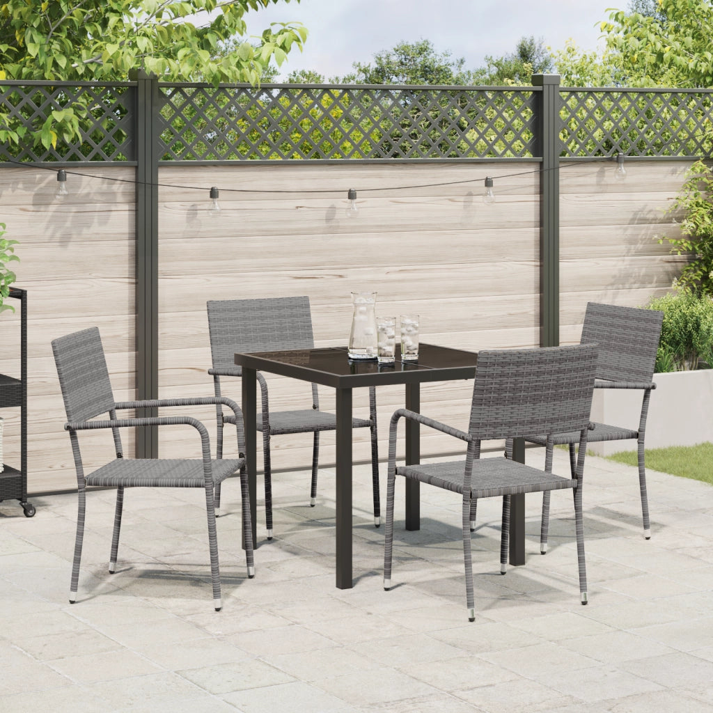 Set di Mobili da Giardino da 5 Pezzi Grigio Polyrattan