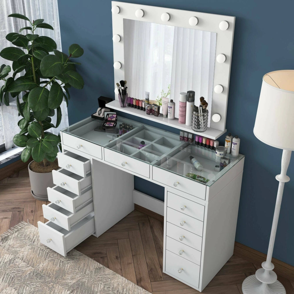 Alkarb, Cassettiera 13 Cassetti, 44.5x120x79.8h cm Bianco